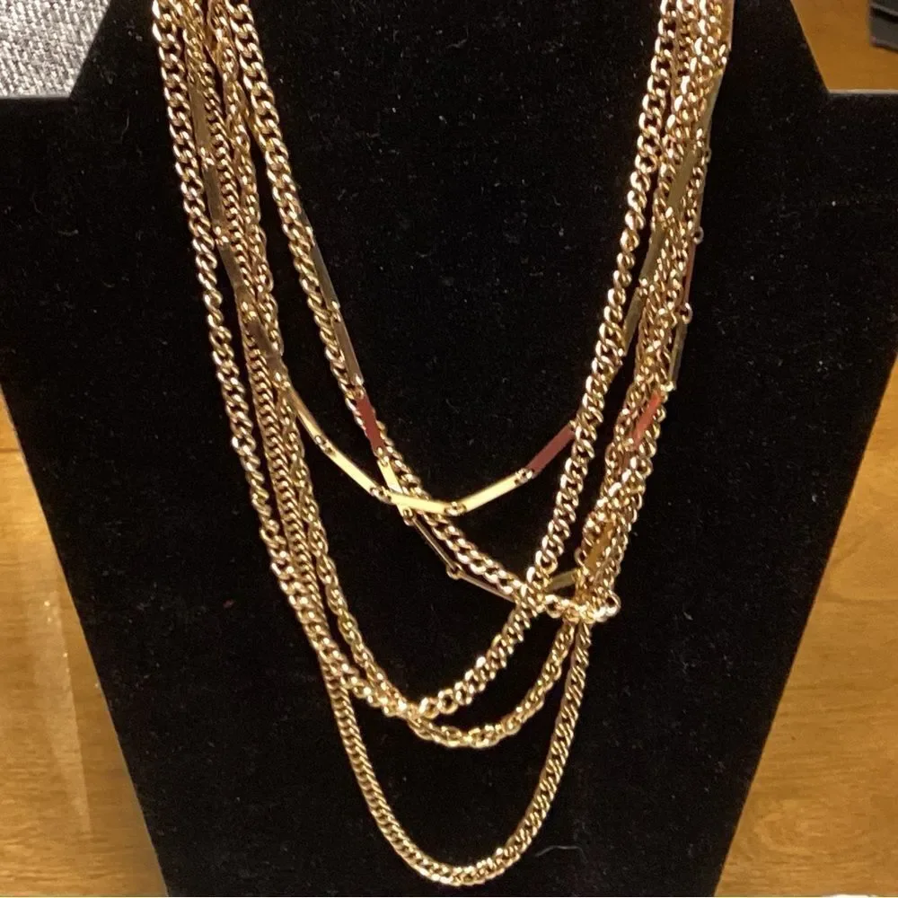 Multi Layers Goldtone Chain Necklace